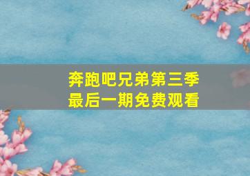 奔跑吧兄弟第三季最后一期免费观看