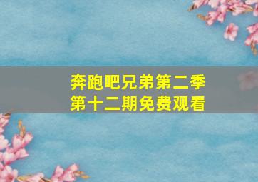 奔跑吧兄弟第二季第十二期免费观看