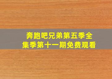 奔跑吧兄弟第五季全集季第十一期免费观看