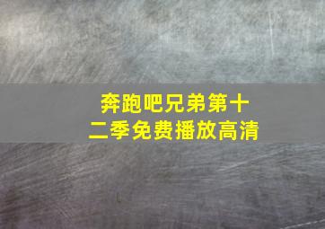 奔跑吧兄弟第十二季免费播放高清