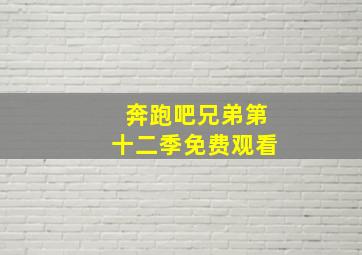 奔跑吧兄弟第十二季免费观看