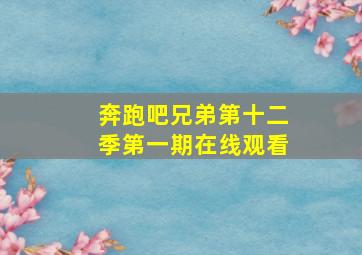 奔跑吧兄弟第十二季第一期在线观看