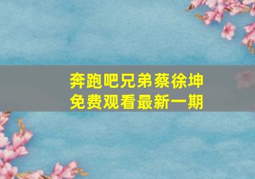 奔跑吧兄弟蔡徐坤免费观看最新一期