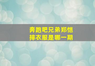 奔跑吧兄弟郑恺摔衣服是哪一期