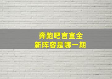 奔跑吧官宣全新阵容是哪一期