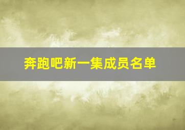 奔跑吧新一集成员名单