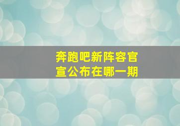 奔跑吧新阵容官宣公布在哪一期