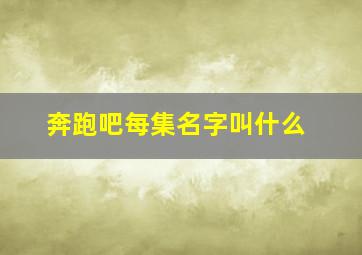 奔跑吧每集名字叫什么