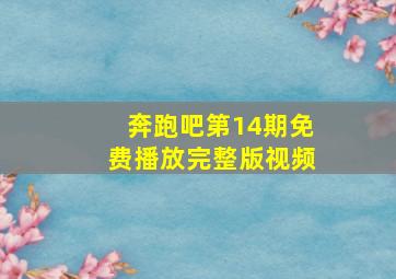 奔跑吧第14期免费播放完整版视频