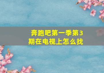 奔跑吧第一季第3期在电视上怎么找