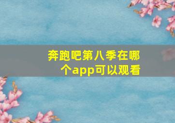 奔跑吧第八季在哪个app可以观看