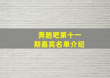 奔跑吧第十一期嘉宾名单介绍