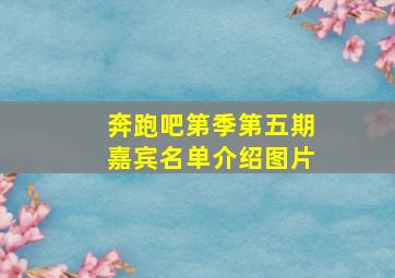 奔跑吧第季第五期嘉宾名单介绍图片