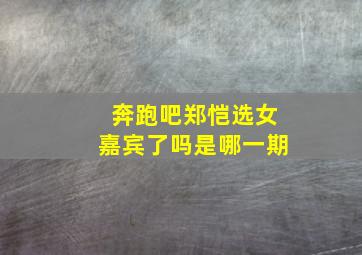 奔跑吧郑恺选女嘉宾了吗是哪一期