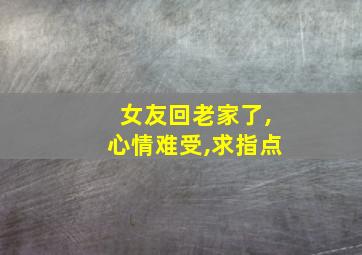 女友回老家了,心情难受,求指点