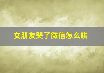 女朋友哭了微信怎么哄