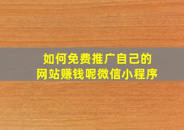 如何免费推广自己的网站赚钱呢微信小程序