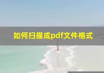 如何扫描成pdf文件格式