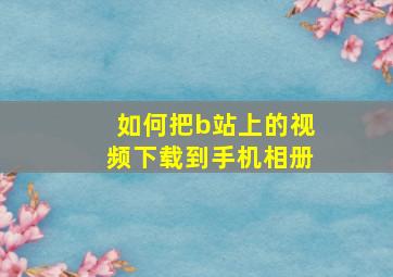 如何把b站上的视频下载到手机相册