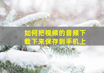 如何把视频的音频下载下来保存到手机上