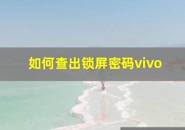 如何查出锁屏密码vivo