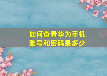 如何查看华为手机账号和密码是多少