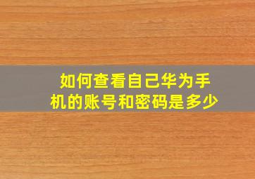 如何查看自己华为手机的账号和密码是多少