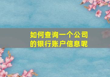 如何查询一个公司的银行账户信息呢