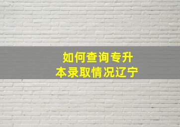 如何查询专升本录取情况辽宁