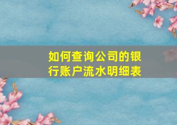 如何查询公司的银行账户流水明细表