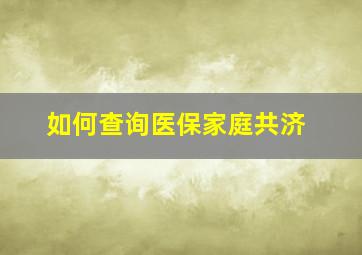 如何查询医保家庭共济