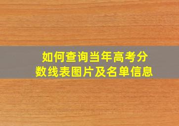 如何查询当年高考分数线表图片及名单信息