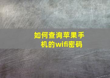 如何查询苹果手机的wifi密码