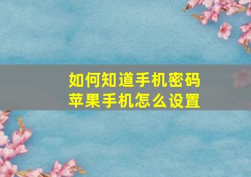 如何知道手机密码苹果手机怎么设置