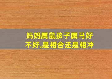 妈妈属鼠孩子属马好不好,是相合还是相冲