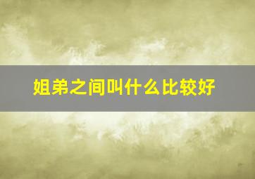 姐弟之间叫什么比较好