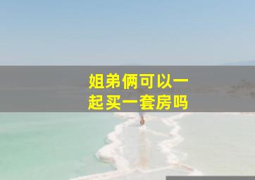 姐弟俩可以一起买一套房吗