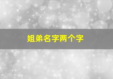 姐弟名字两个字