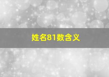 姓名81数含义