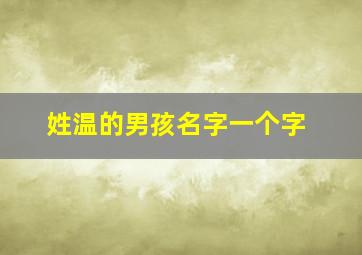 姓温的男孩名字一个字