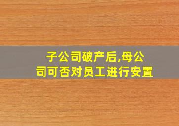 子公司破产后,母公司可否对员工进行安置