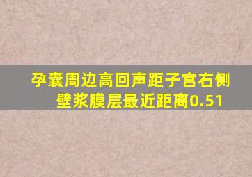 孕囊周边高回声距子宫右侧壁浆膜层最近距离0.51