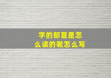 字的部首是怎么读的呢怎么写