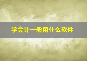 学会计一般用什么软件