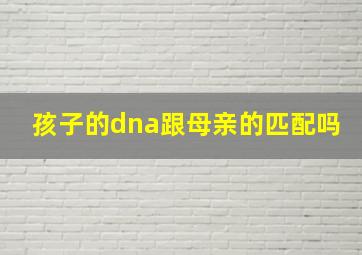 孩子的dna跟母亲的匹配吗