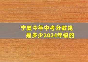 宁夏今年中考分数线是多少2024年级的