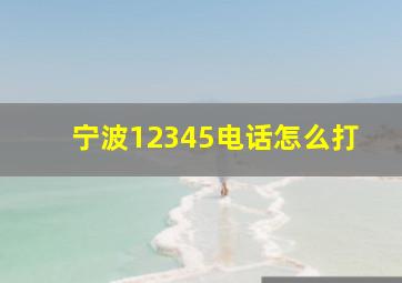 宁波12345电话怎么打