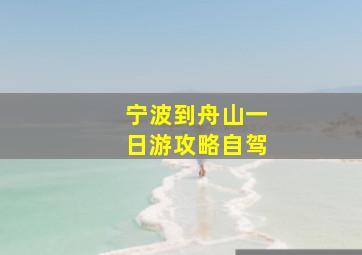 宁波到舟山一日游攻略自驾