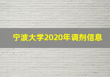 宁波大学2020年调剂信息