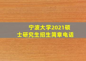 宁波大学2021硕士研究生招生简章电话